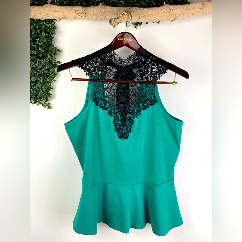 Celine by Champion || Lace halter neck peplum top blouse